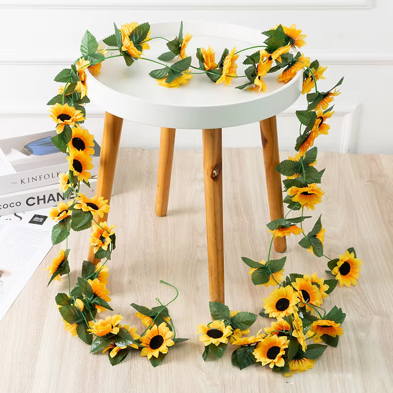 250cm soie tournesol lierre vigne fleurs artificielles tenture murale guirlande clôtures de jardin maison mariage décoration de noël fausse plante