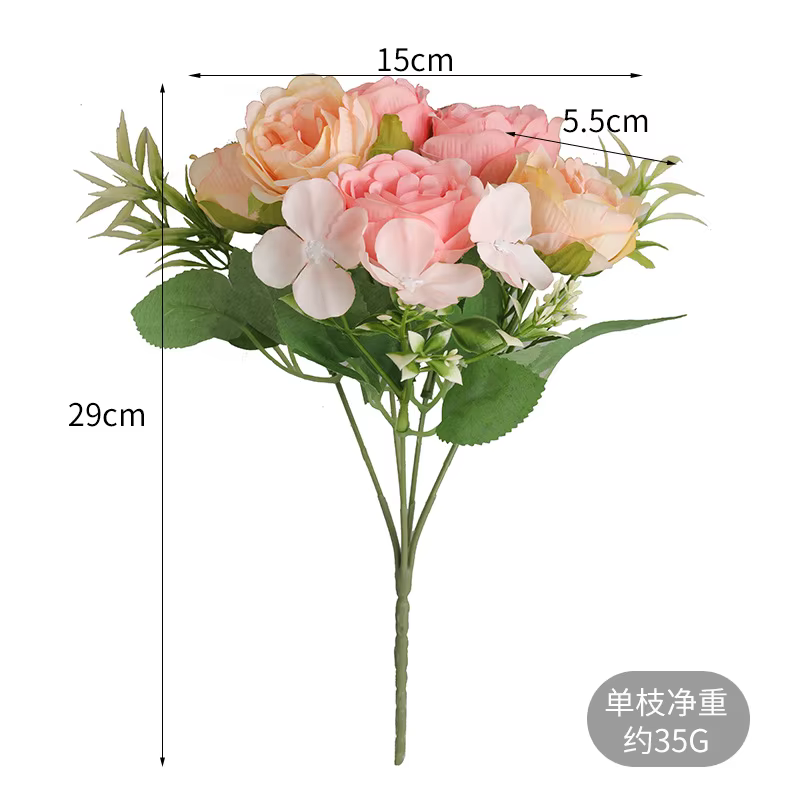 Petit bouquet de roses et pivoines artificielles