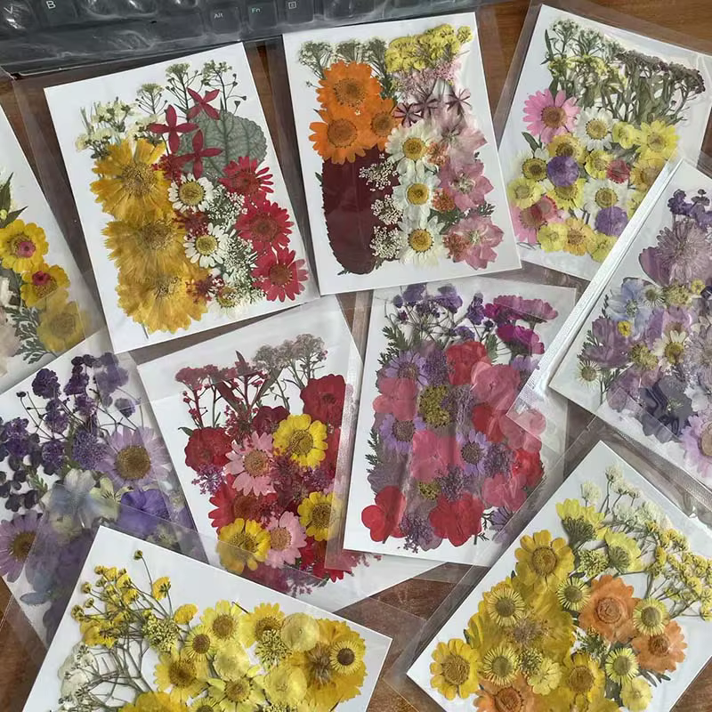 Kit de matériaux combinés de feuilles de fleurs séchées