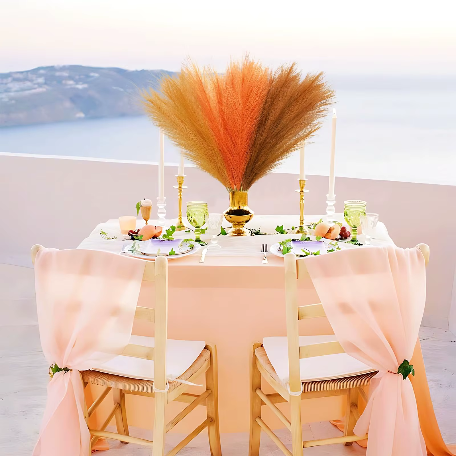 Faux herbe de Pampas artificielle Orange