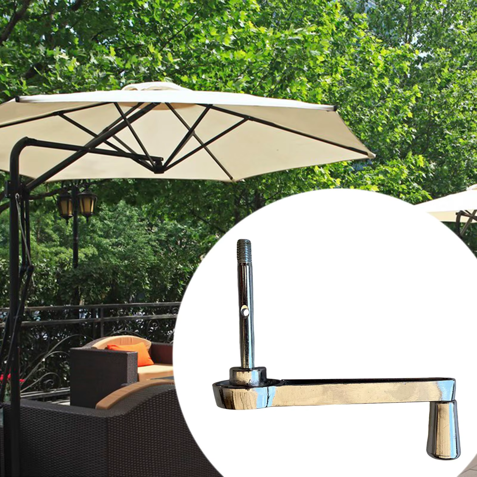 Manivelle de parasol en alliage argenté, pièce de rechange pour parasol de jardin, accessoire extérieur pour terrasse et jardin