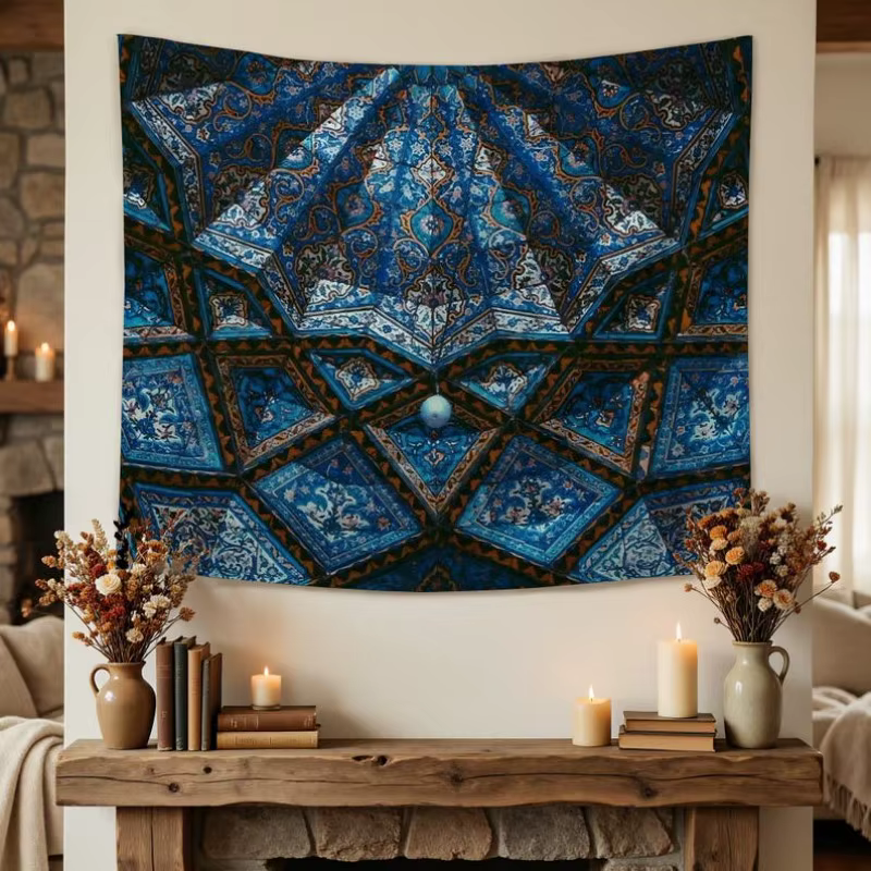 VIKAMA Tapisserie murale vintage bohème mandala en polyester