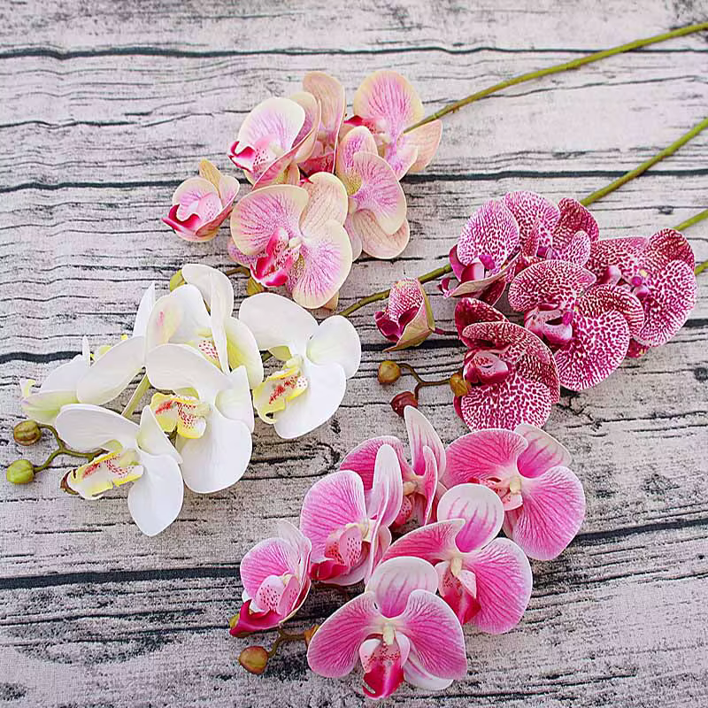 Phalaenopsis artificiel 3D petit orchidée papillon 6 têtes fausse fleur maison draperie mur décoration de mariage Festival bricolage couronne