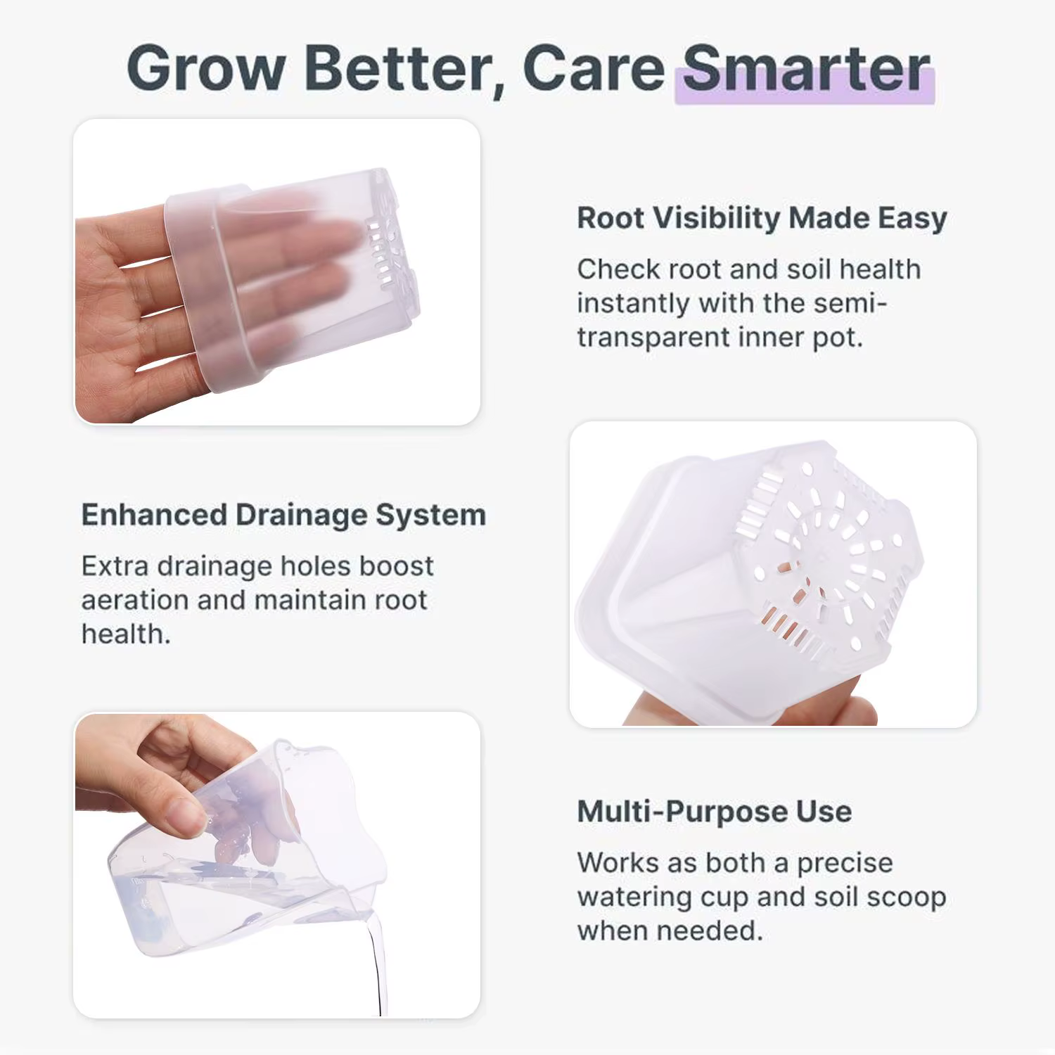 Petits pots auto-arrosants pour plantes d'intérieur