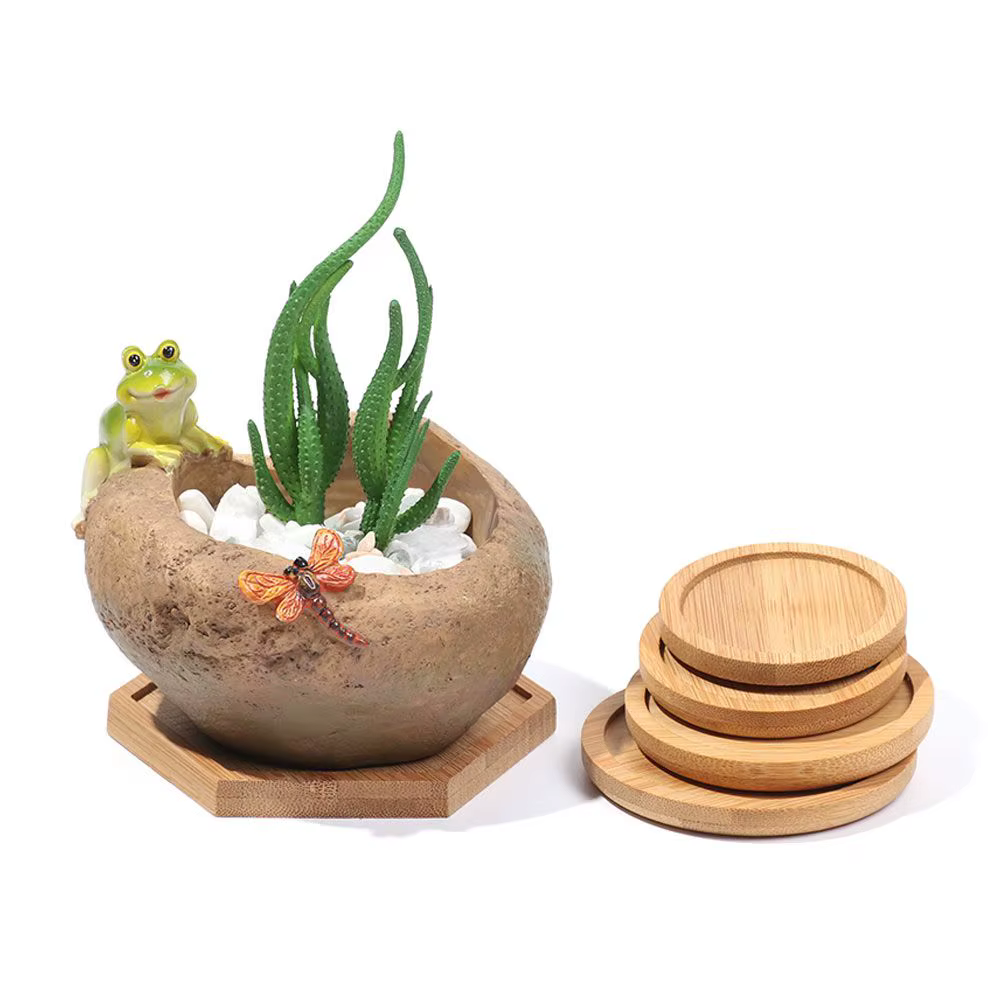 Pot de Fleurs Simple en Bois de Bambou