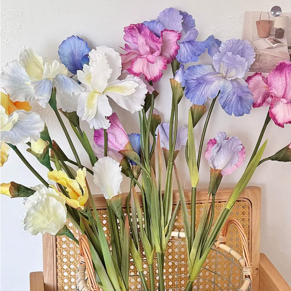 Branche de fleur d'iris artificielle de 80 cm