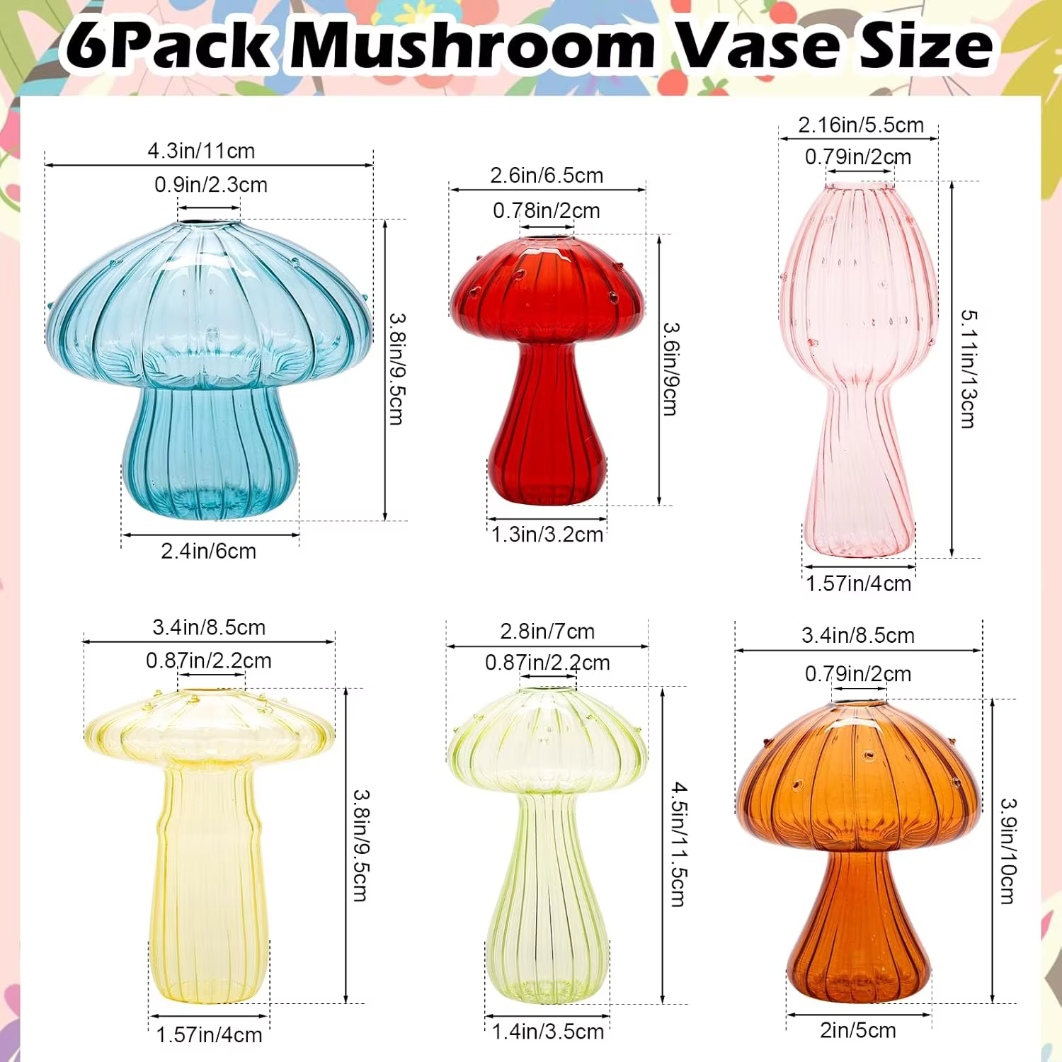 Ensemble de vase en verre à champignons – Mini Terrarium de propagation pour plantes et fleurs | Décor mignon pour la