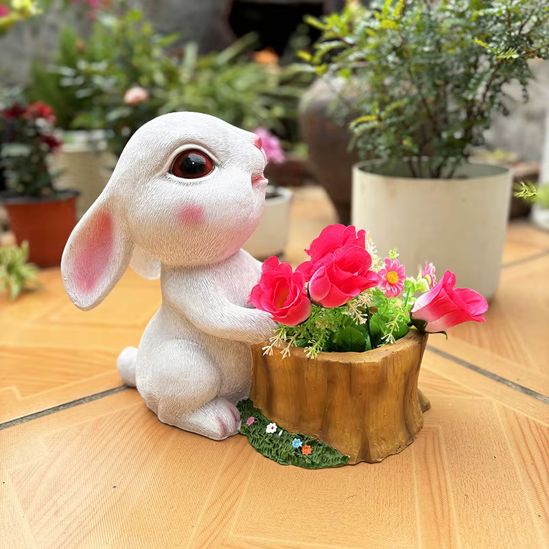 1 pièce Pot de fleurs lapin adorable en résine