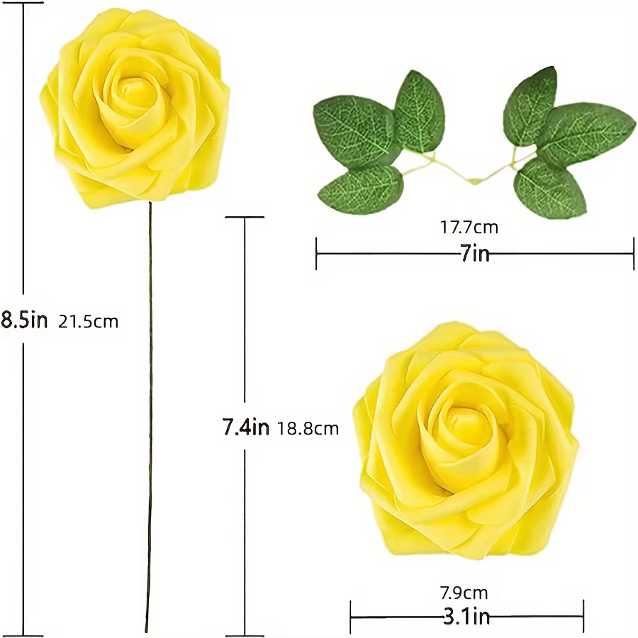 Fleurs artificielles, fausses fleurs Roses avec tige