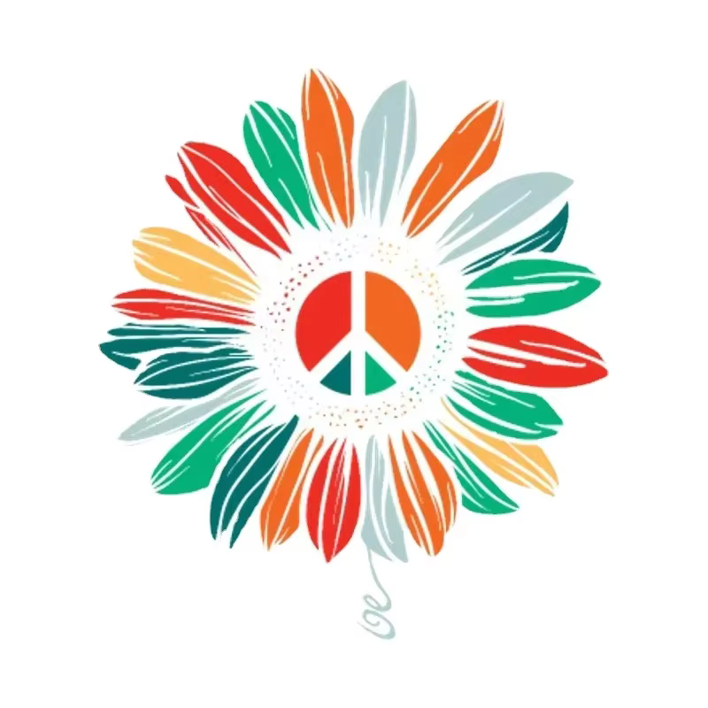 Autocollant de voiture en PVC Flower Power Peace pour moto camping-car-accessoire de décalcomanies décoratives élégantes