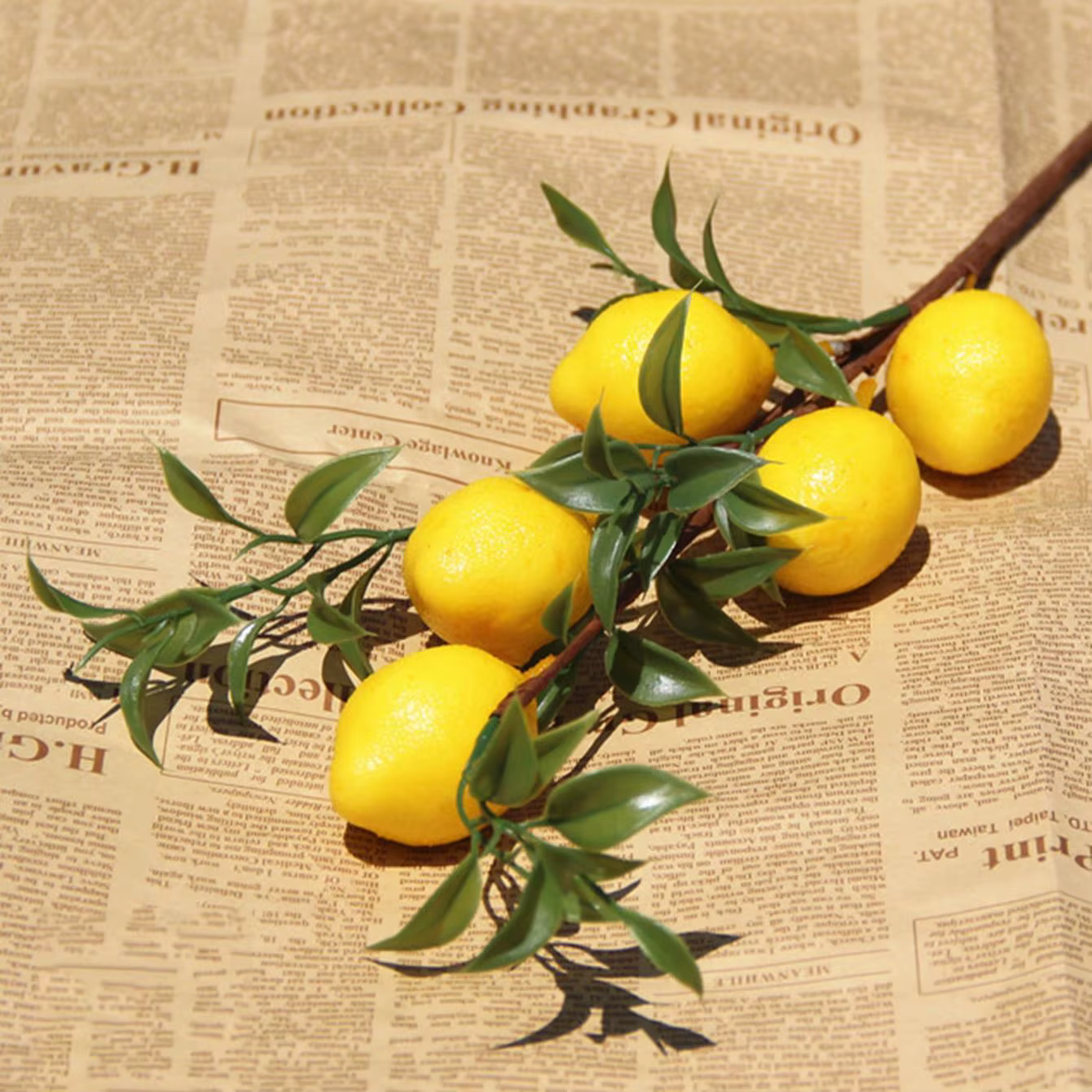 Branche de fruits de citron de luxe avec feuilles vertes
