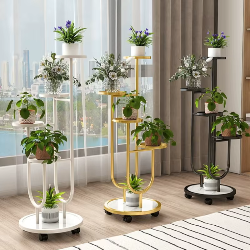 Étagère verticale pour plantes en métal en forme d'arbre