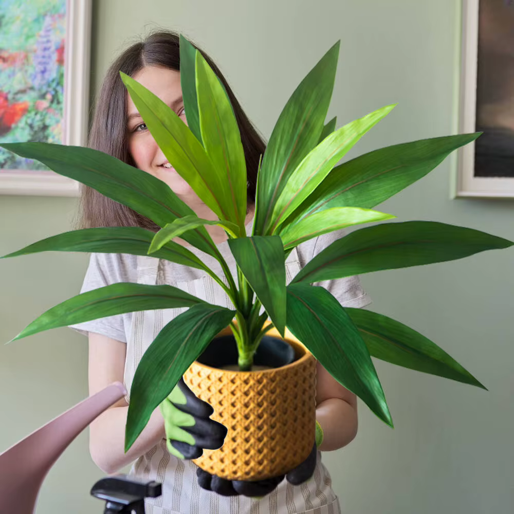 45 cm 17 feuilles artificielles Dracaena arbre fausses plantes de palmier tropicales