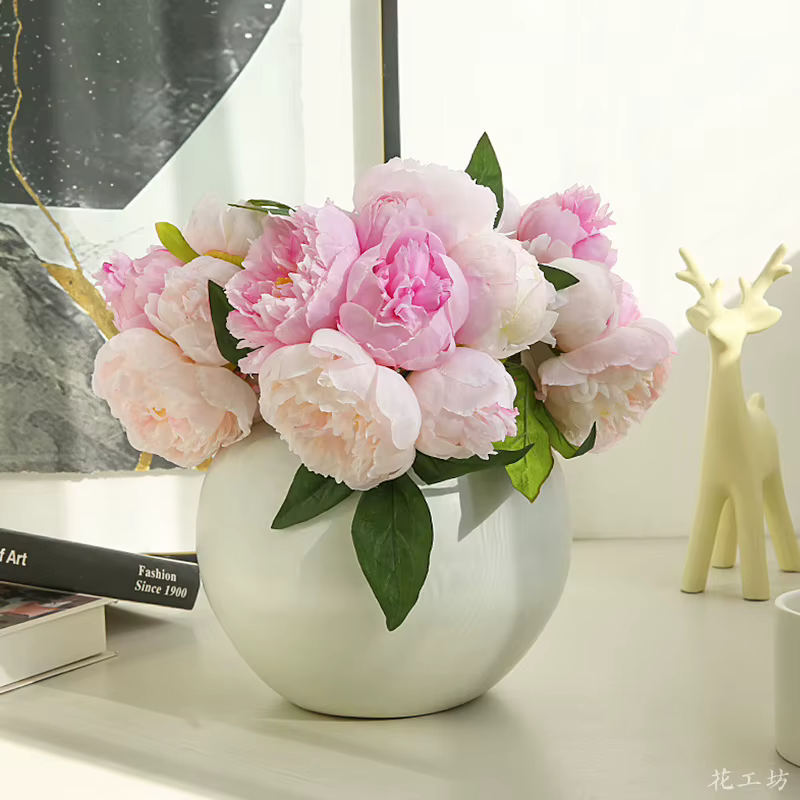 Bouquet de pivoines roses artificielles