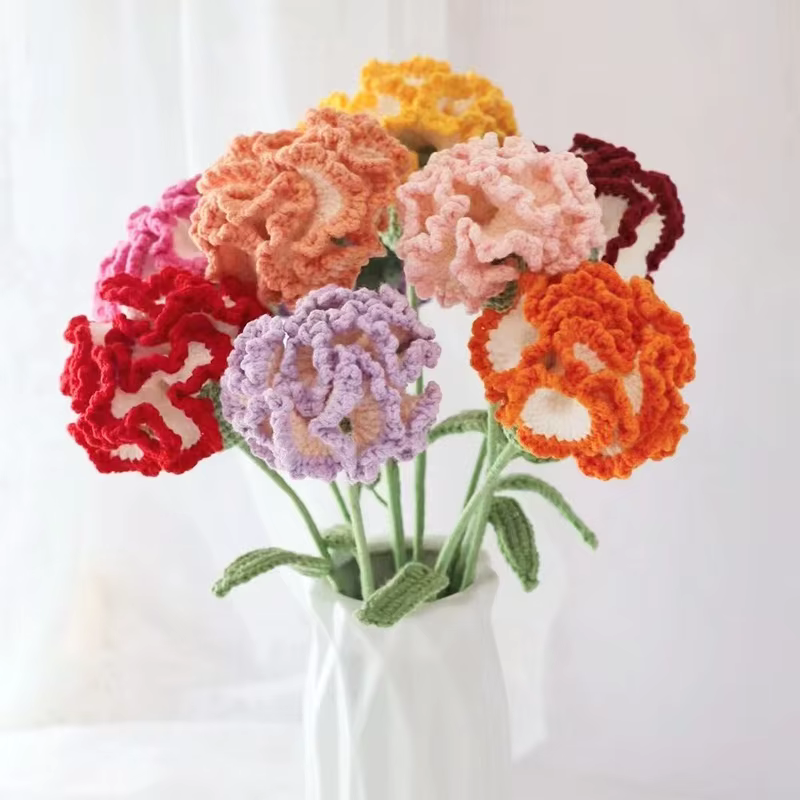 Bouquet de fleurs artificielles en crochet