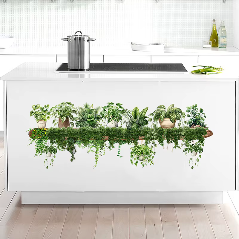 Autocollants muraux de décoration de plante verte