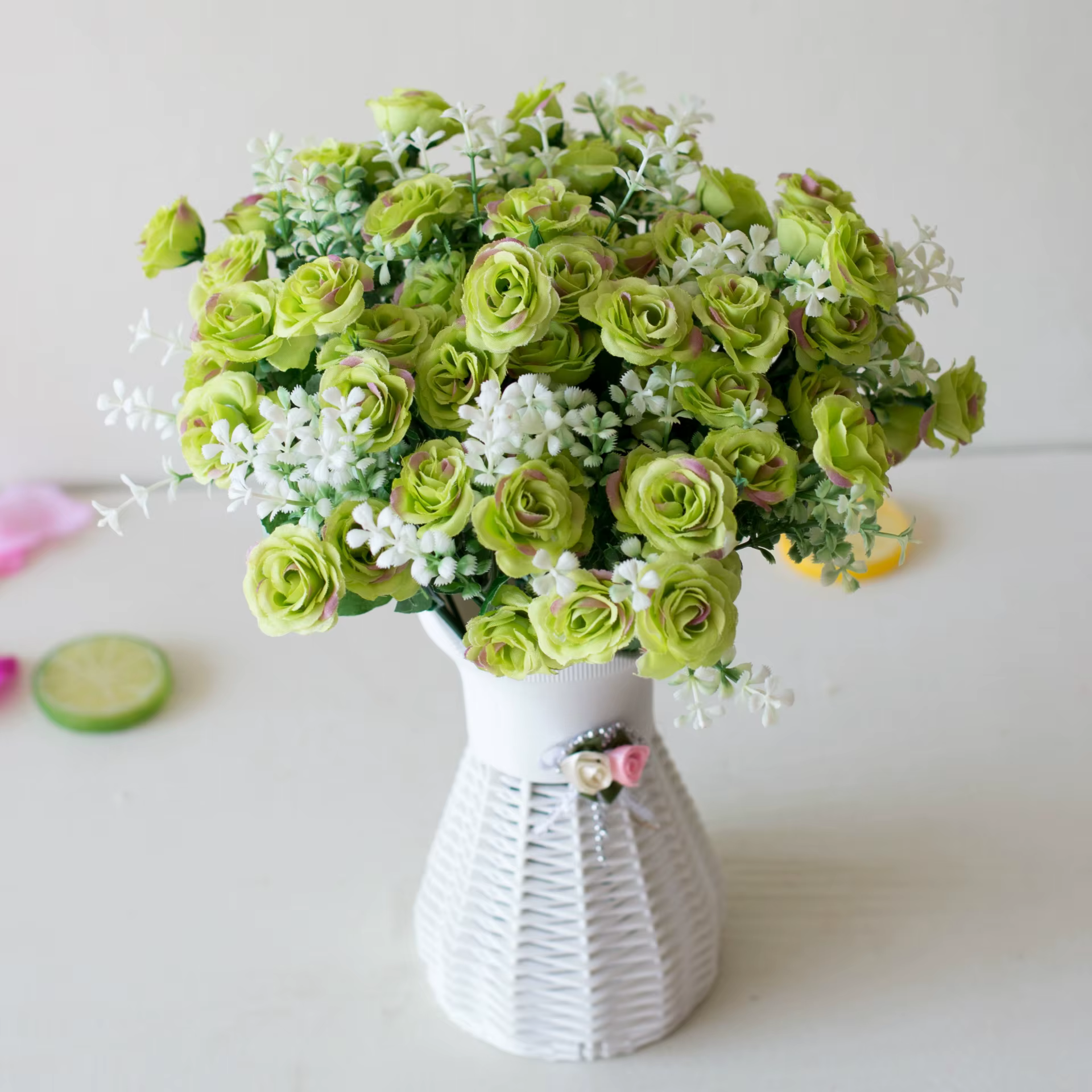 Mini Roses artificielles à 15 têtes