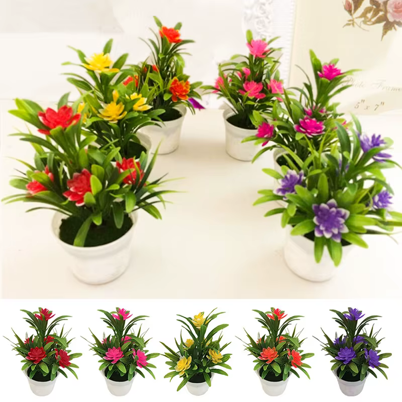 Pot de plantes à fleurs artificielles