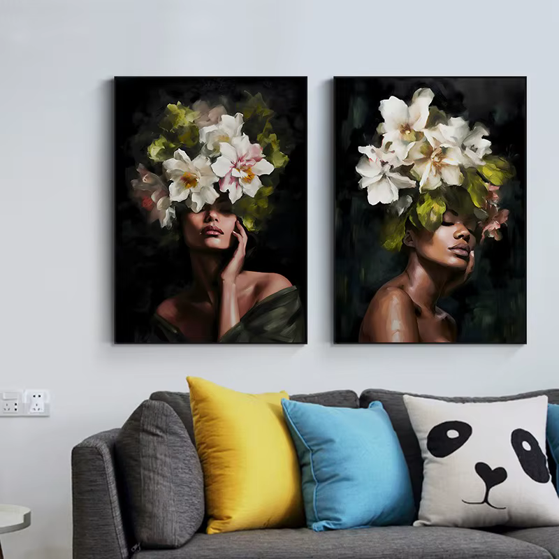 Affiche en toile florale pour femme