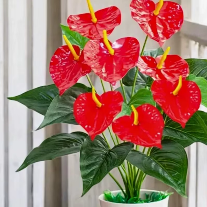 Plante artificielle Anthurium de qualité supérieure à 18 têtes