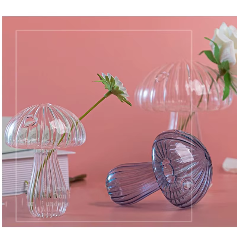 Vase Champignon Feng Shui en Verre pour Culture