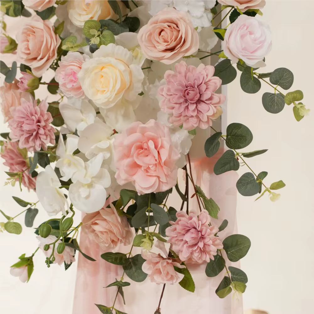 Uflower – fleurs artificielles roses, décor de mariage, arrière-plan de bienvenue, Art Floral suspendu, accessoires de rangée de fleurs, boule de fleurs leader sur la route