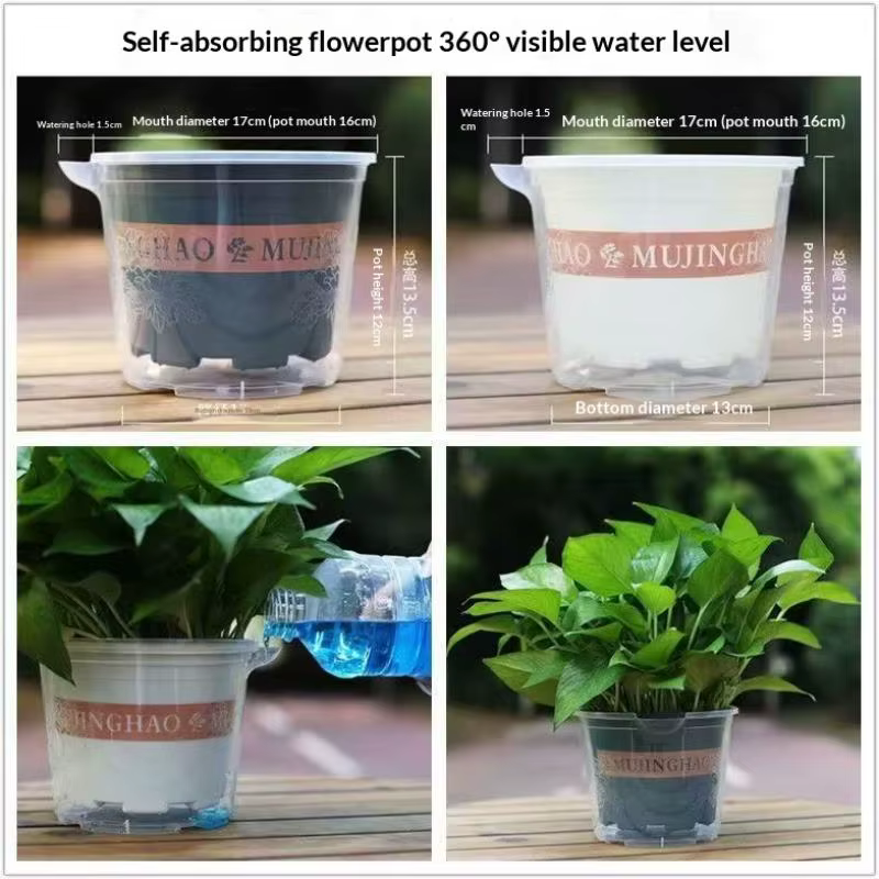 Pot de fleurs en plastique auto-arrosant à double couche pour plantes hydroponiques