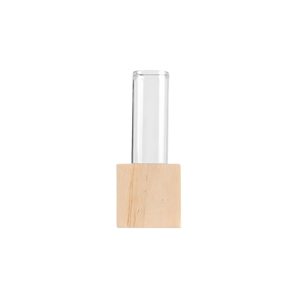 Vase à fleurs hydroponique en bois, décoration d'intérieur, ornement de bureau, vase en tube de verre, design créatif, support minimaliste pour plantes aquatiques.