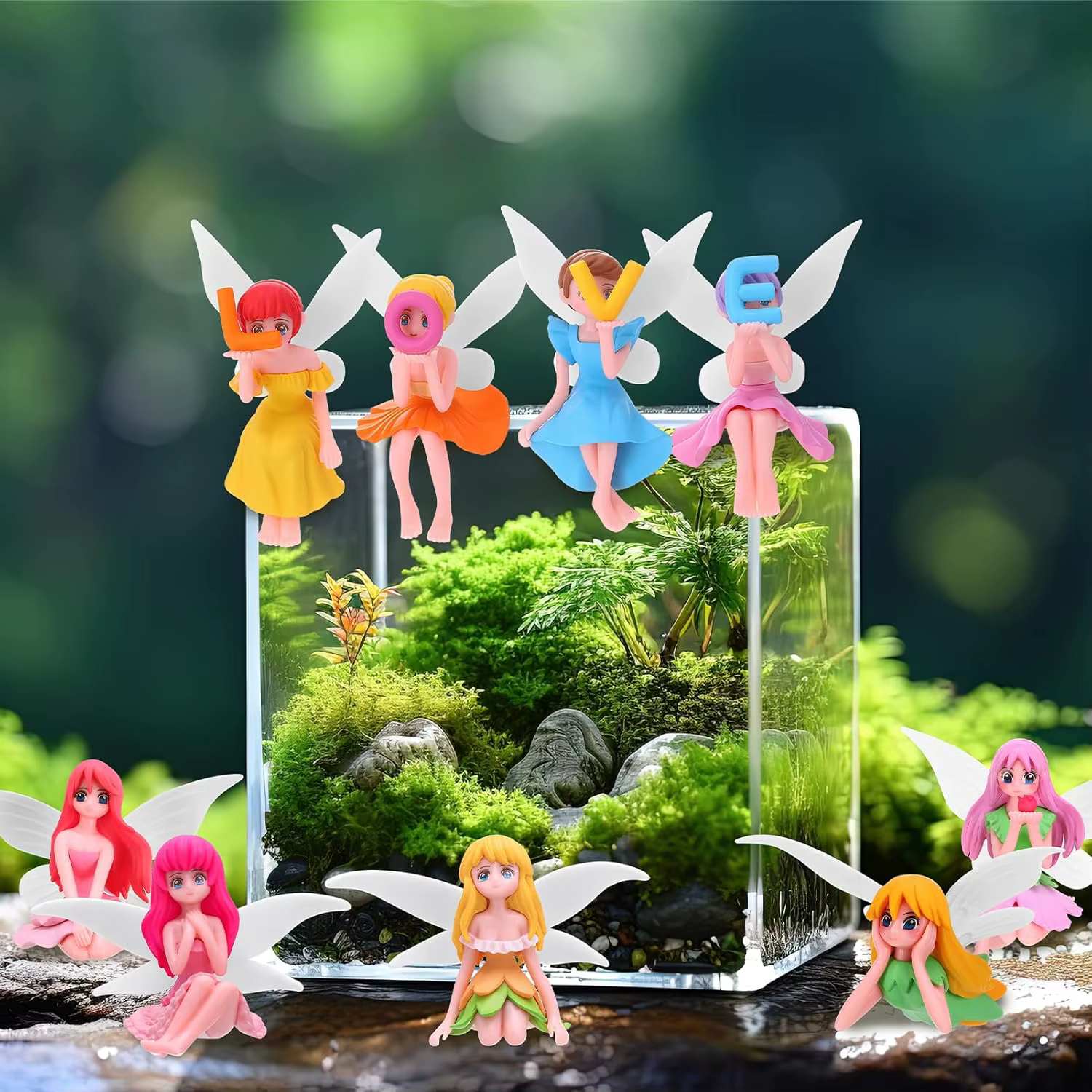 4 figurines de fées miniatures