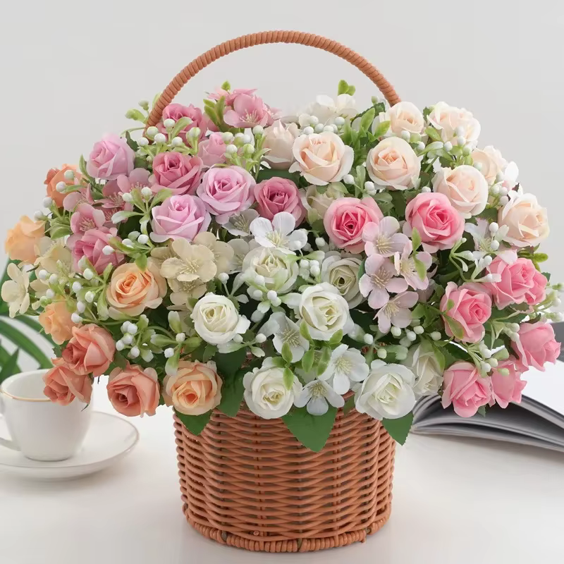 Simulation d'aloès vert fleurs 8 têtes Elsa petit Bouquet de roses décoration de mariage fausse fleur