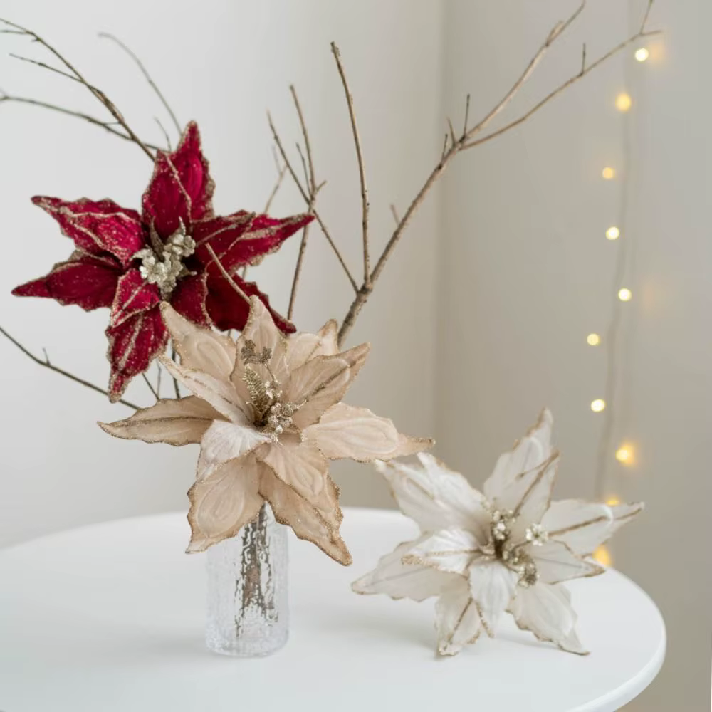 Tête de fleur fleurs de noël artificielles multicolore à la main simulée