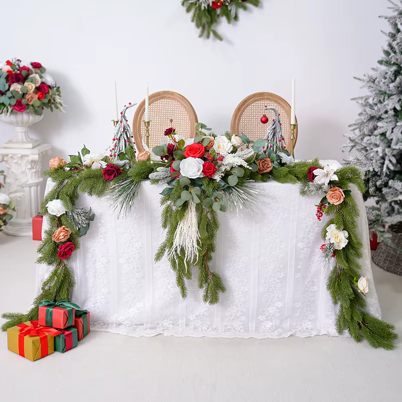 H866220 série de noël pin Needel vigne Table guirlande de fleurs Arrangement Floral de mariage accessoires de tir fournitures de fête d'événement
