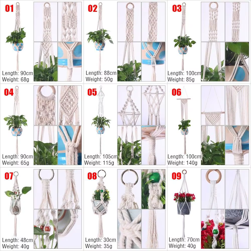 Crochets en macramé de coton pour jardinière