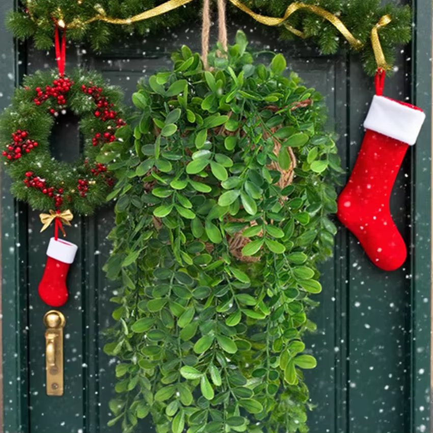 5Pcs Artificielle Ivy Plantes Feuille De Mariage En Plein Air De Noël Maison Chambre Décor UV Protection Balcon Jardin Arche Mur Tenture Couronnes