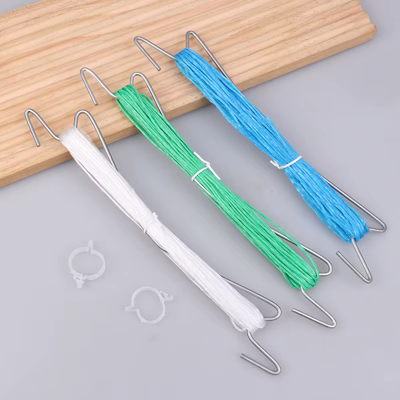 Lot de 10 crochets de fixation pour plantes avec corde de 10 m + 20