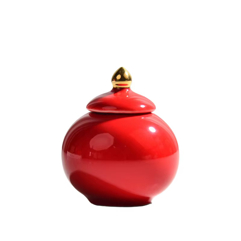 Mini pot rond en céramique peint en or