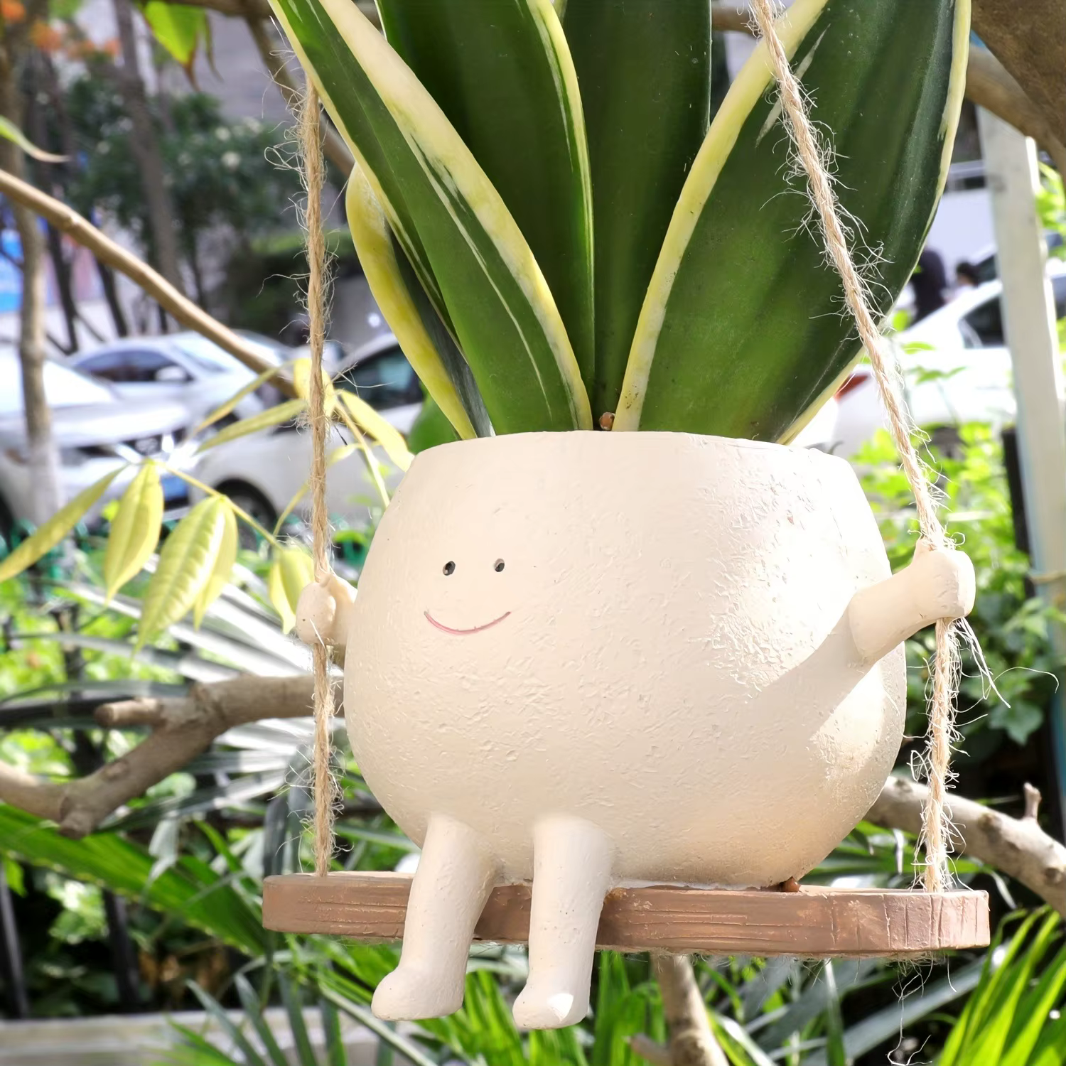 Pot de jardinière suspendu en résine