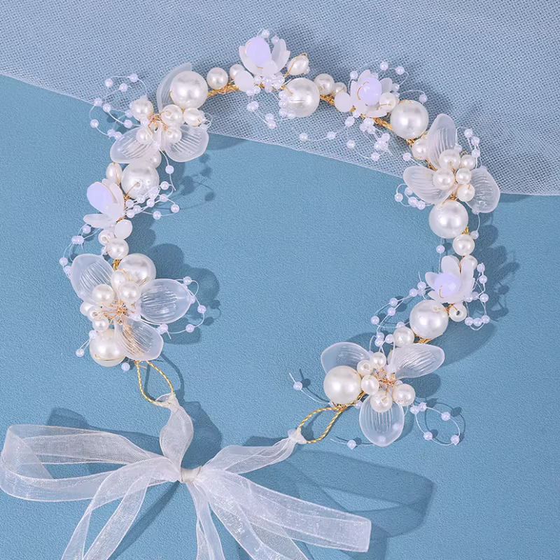 Bandeau de sauna fleur perle pour femme, fête, reconstitution historique, patients, mariage, accessoires pour cheveux, bijoux, vigne, diadème, cadeau
