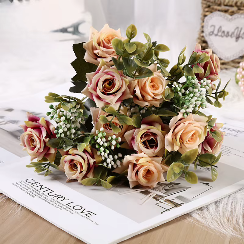 Belle Imitation pivoine Rose frisée fleur de soie bricolage maison jardin fête mariage décor fleurs artificielles
