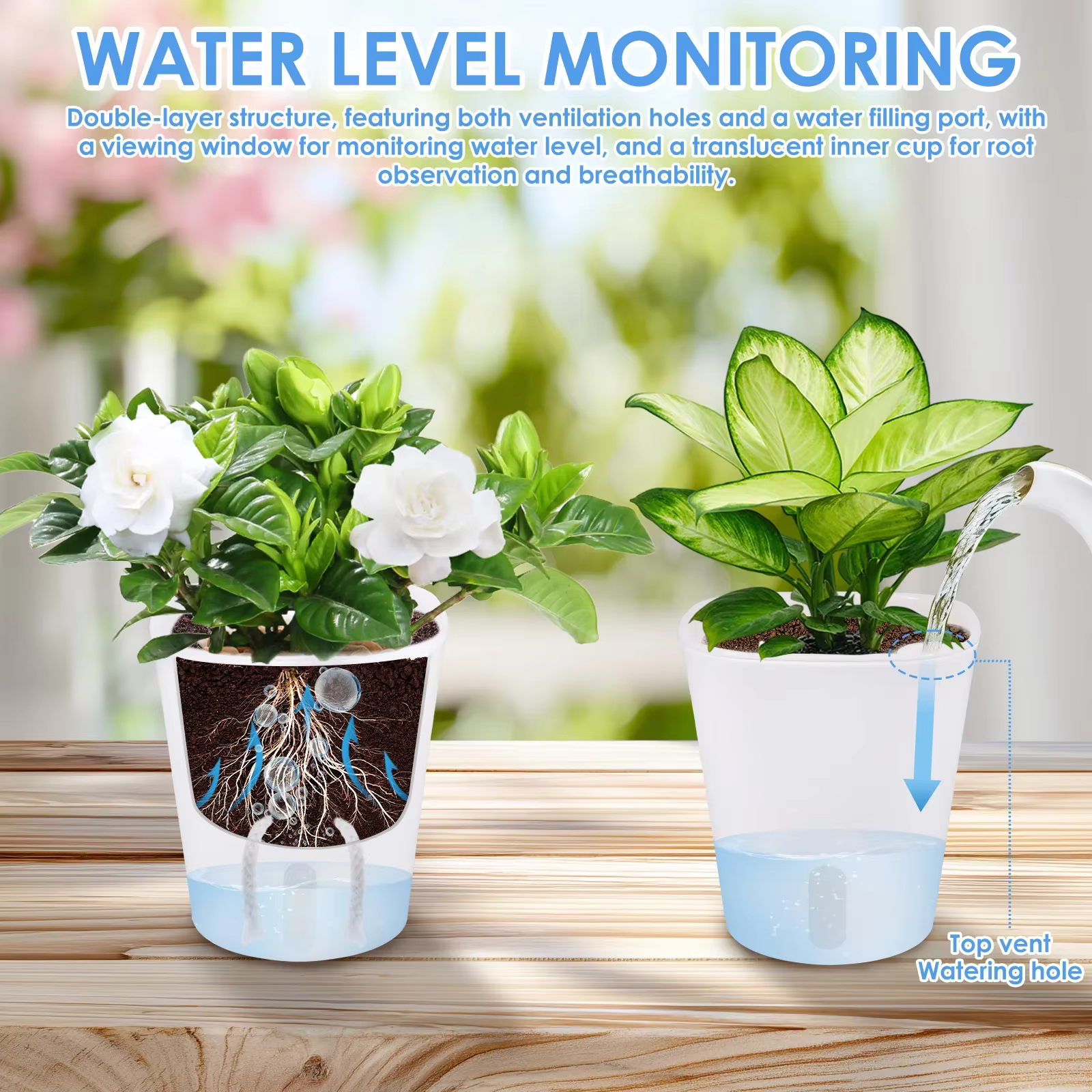 Lot de 10 pots de fleurs auto-arrosants