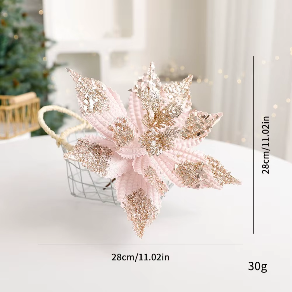 Poinsettia Artificiel Paillettes Fleur