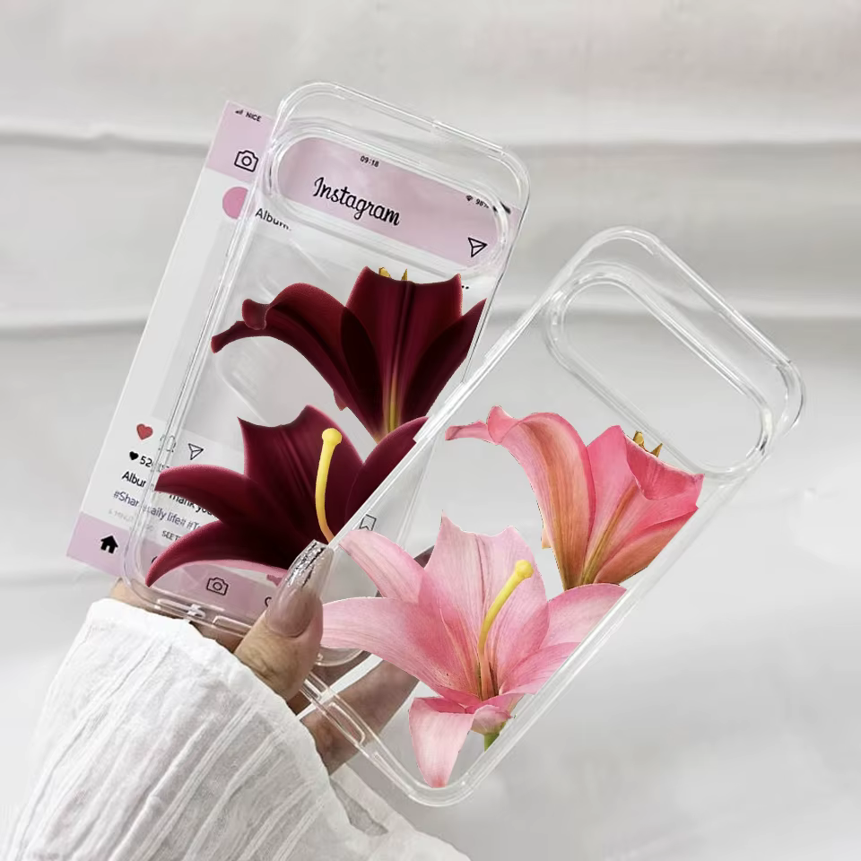 Coque de téléphone à motif de fleur de lys rose, étui en TPU souple et transparent pour Google Pixel 10 Pro XL 9 8A 9 8 Pro 7 6A 5G INS