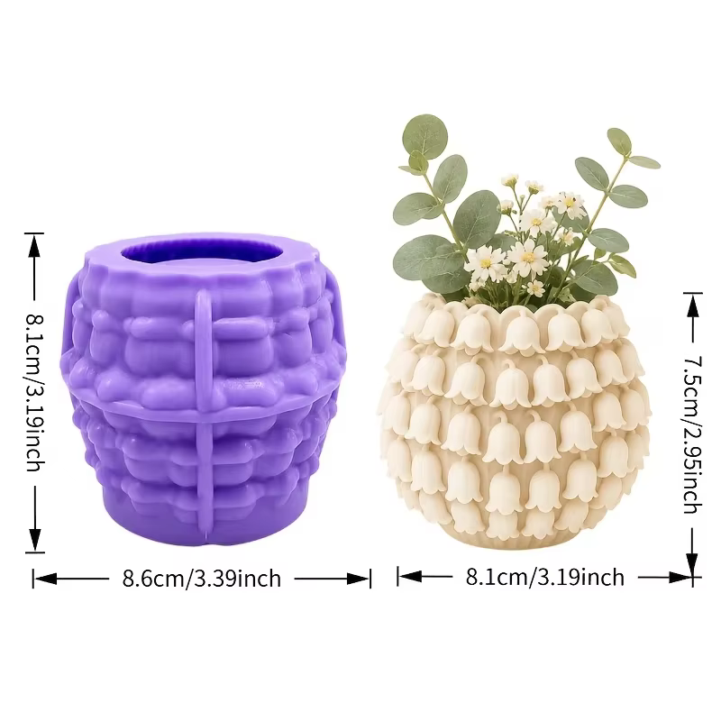 Pot de fleurs en forme de muguet fabriqué avec un moule en silicone