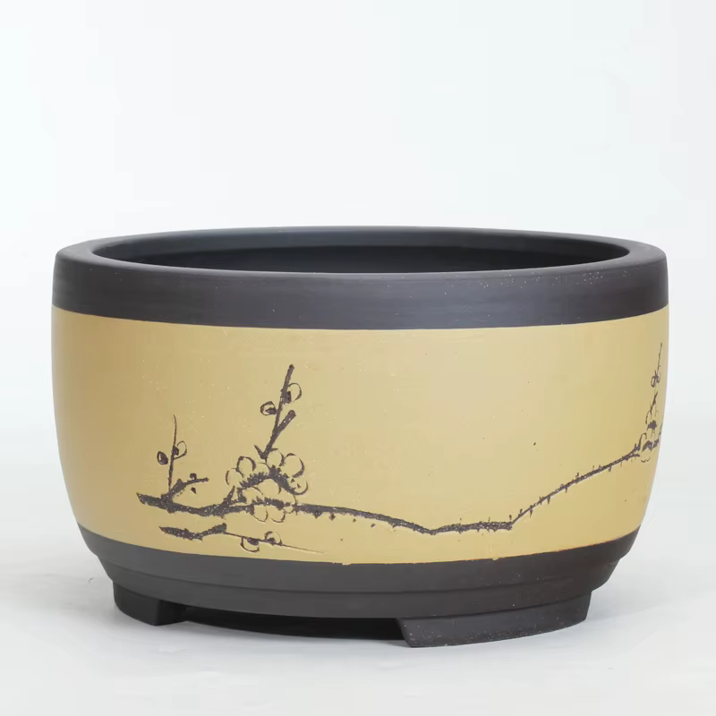 Pot de fleurs de bonsaï rond en céramique
