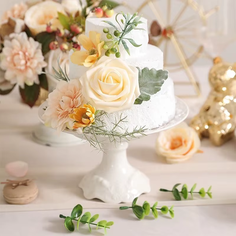 Plantes artificielles vertes feuilles fête maison mariage décor accessoires bricolage gâteau boîte à bonbons guirlande décoration de noël fleurs couronne