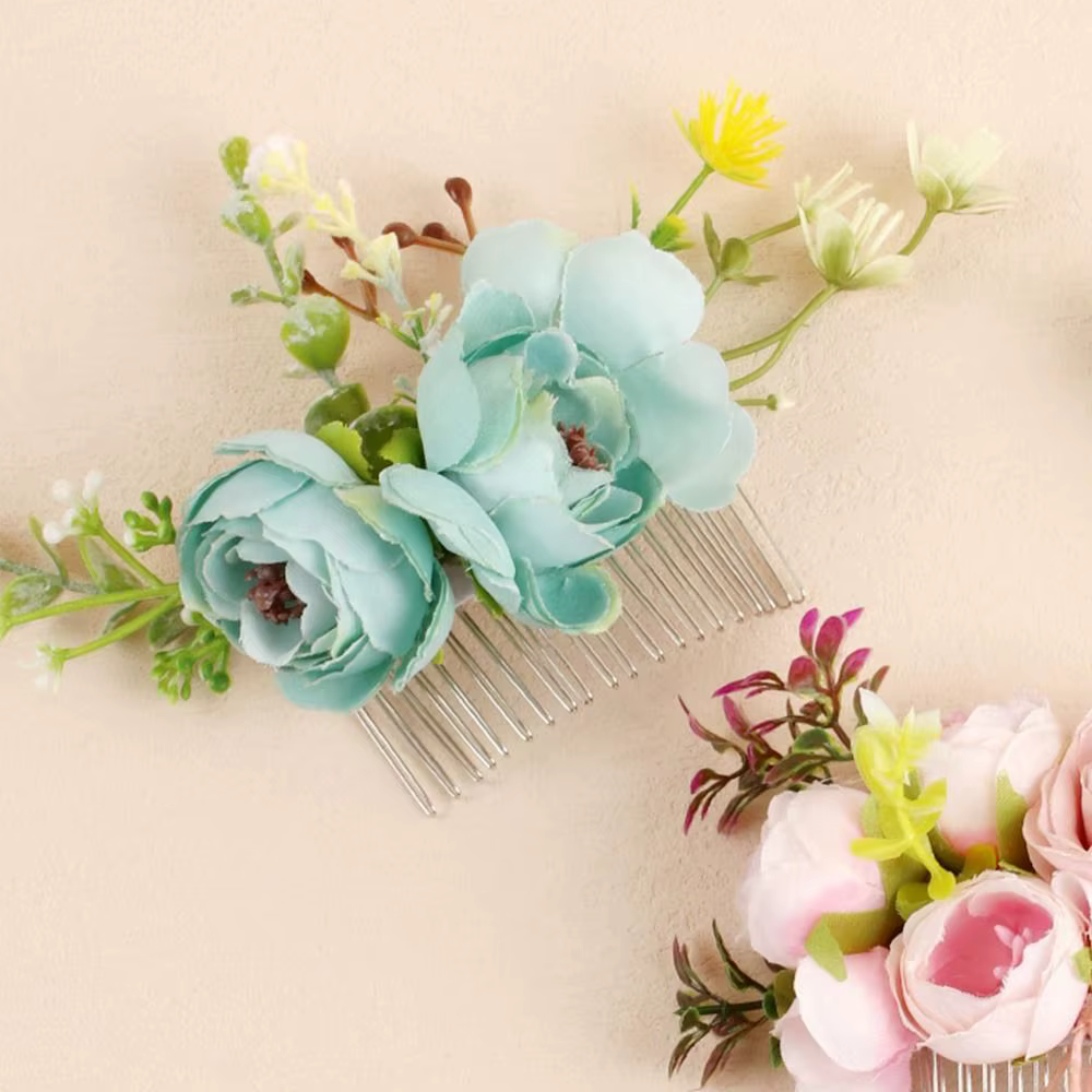 Peigne à cheveux fleur pour patients élégants, ornements de cheveux en cristal, mariage rustique, floral, cuir chevelu féminin, accessoires pour mariées