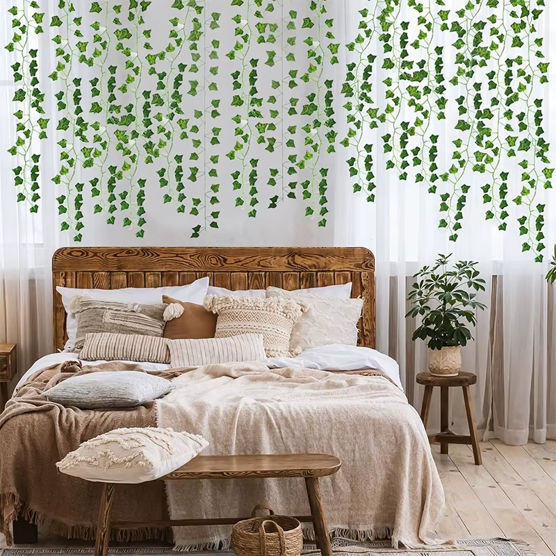2/4//6/8/10M feuilles de soie fausse Creeper feuille verte hierre vigne chaîne pour la maison mariage suspendus guirlande plantes artificielles décoration