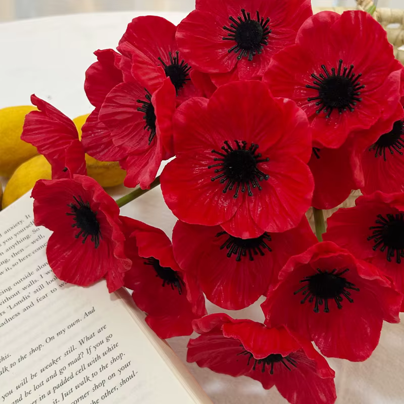10 pièces 29CM PU Mini fleur de coquelicot