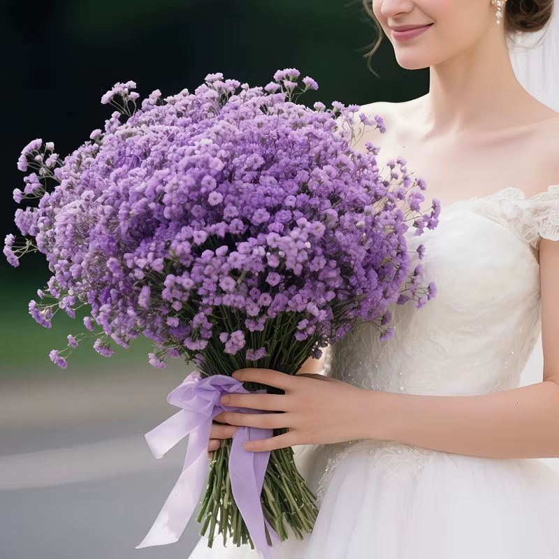 Bouquet de gypsophile artificielle - Fleurs artificielles lilas violettes