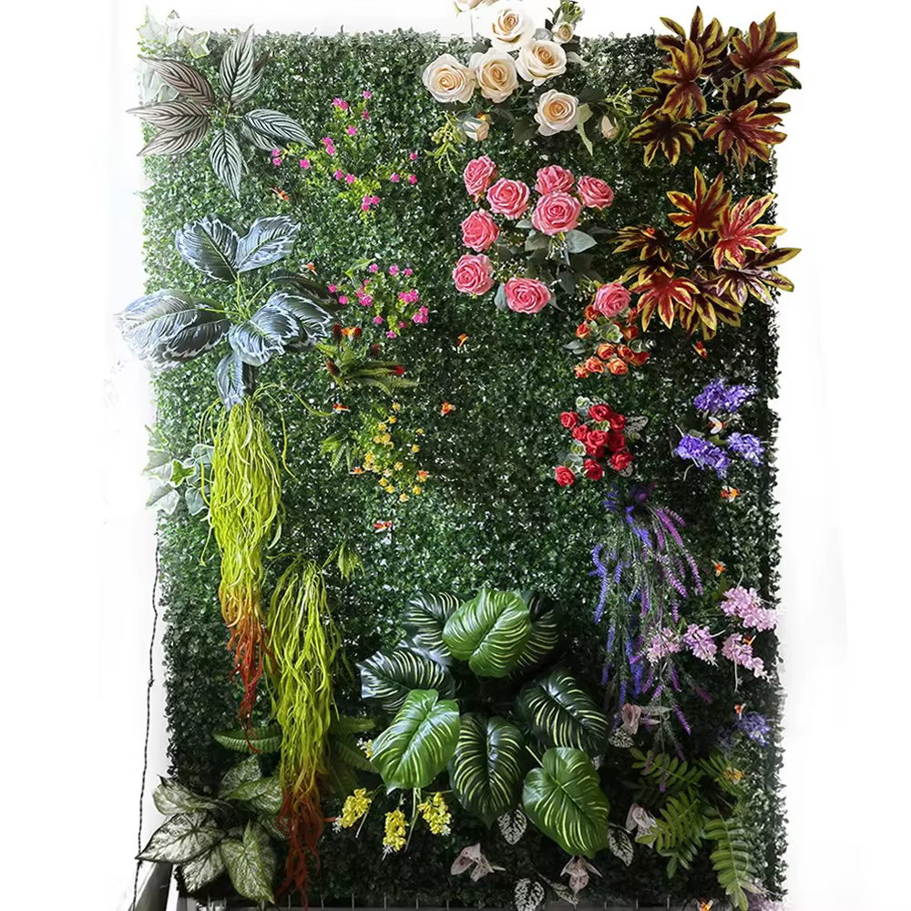 Décoration murale de fond de plante verte artificielle